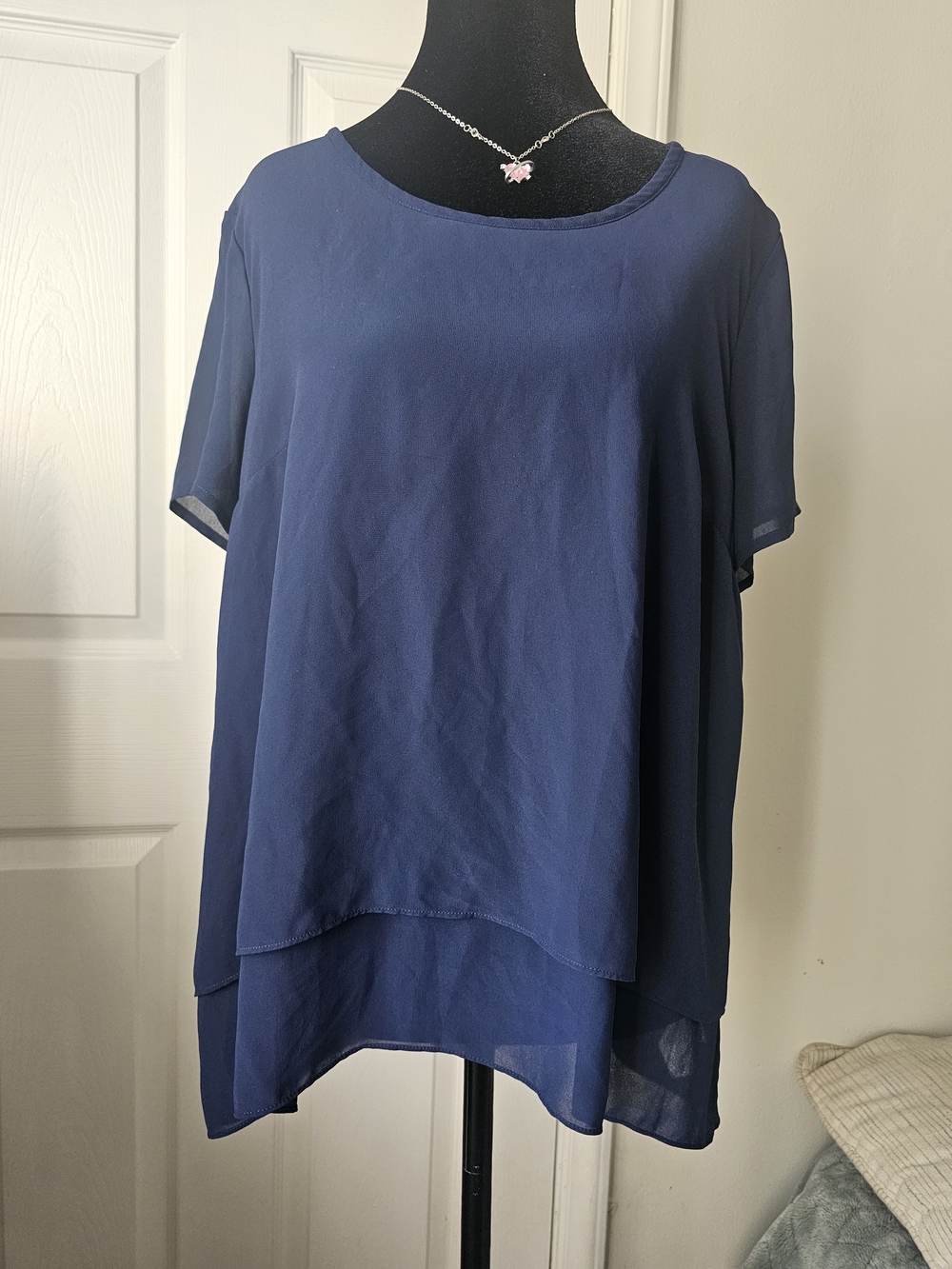 MICHAEL Michael Kors Navy Layered Chiffon Blouse